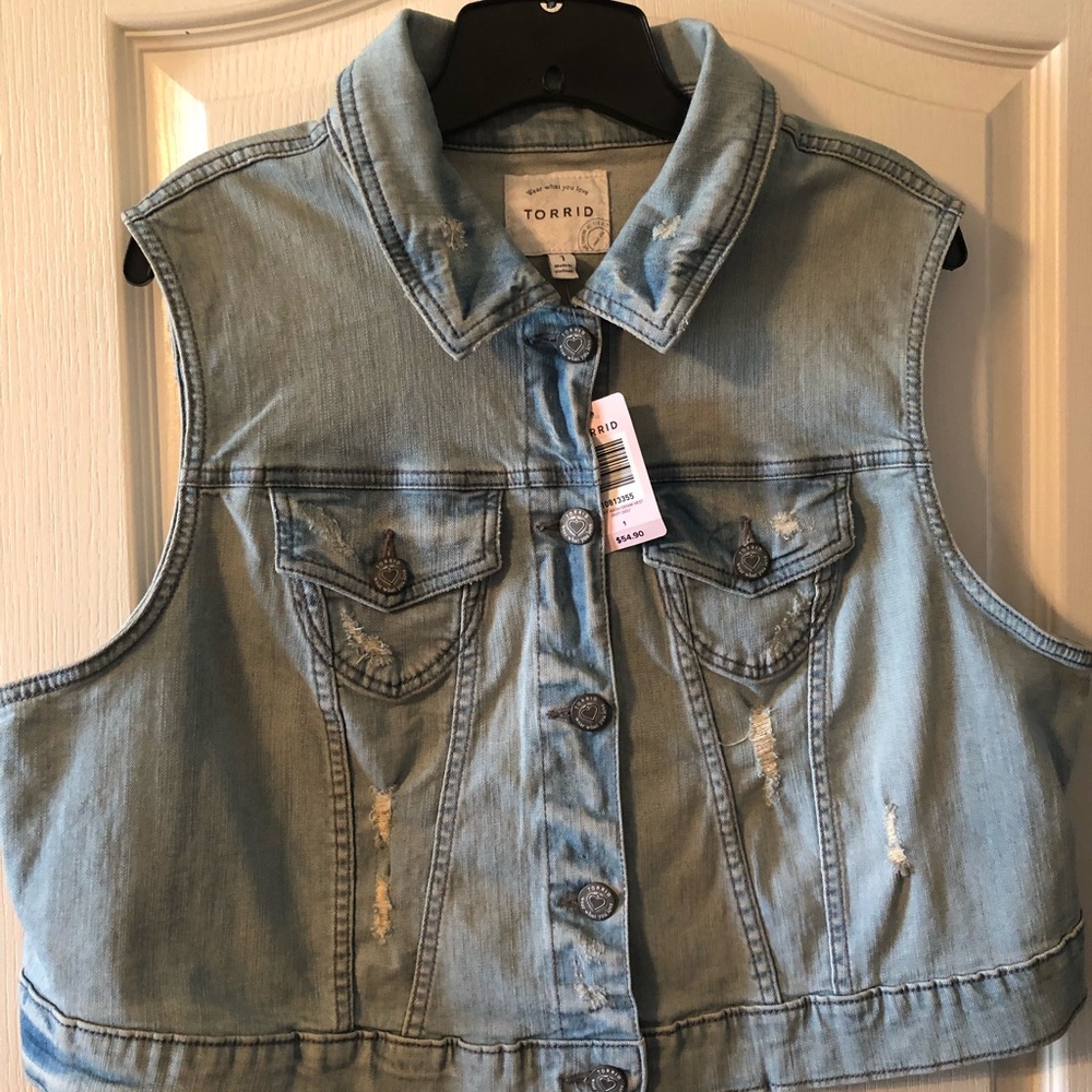 NWT Torrid Denim Distressed Vest.